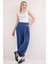 Kadın BDART Geniş Paça Pileli İpli Pantolon Gece Mavisi 7