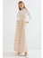 Kadın BDART Düğmeli Kare Yaka A-Form Maxi Elbise Krem Doğal 5
