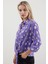 Kadın BDART Fiyonk Detaylı Desenli Viskon Gömlek Purple 7