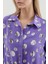 Kadın BDART Fiyonk Detaylı Desenli Viskon Gömlek Purple 8
