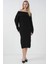 Kadın BDART Büyük Beden Ribanalı Örme Midi Elbise Madonna Yaka Black 6