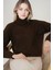 Kadın BDART Oversized Ribanalı Yüksek Yaka Kazak Brown 5