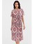 Kadın BDART İp Bağlama Detaylı Baskılı Midi Elbise Kiraz Kırmızısı 4