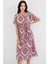 Kadın BDART İp Bağlama Detaylı Baskılı Midi Elbise Kiraz Kırmızısı 6