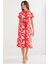 Kadın BDART Kemerli Çiçekli Midi Elbise Red 6