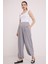 Kadın BDART Geniş Paça Pileli İpli Pantolon Gri 5