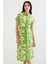 Kadın BDART Kemerli Çiçekli Midi Elbise Yeşil 5