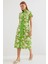 Kadın BDART Kemerli Çiçekli Midi Elbise Yeşil 6