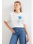 Kadın BDART Baskılı Yuvarlak Yaka Kısa Kollu Tişört Maya Mavisi 7