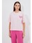 Kadın BDART Baskılı Düz Yaka Bol Kesim Tişört Toz Pembe 5
