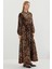 Kadın BDART Çiçek Desenli Düğmeli Maxi Elbise Brown 7