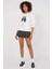 Kadın BDART Oversized Baskılı Düz Crew Neck Sweatshirt, Nakışlı Beyaz 7