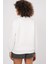 Kadın BDART Oversized Baskılı Düz Crew Neck Sweatshirt, Nakışlı Beyaz 10