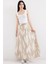 Kadın BDART Lastik Bel Detaylı Desenli Maxi Etek Natural 7