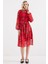 Kadın BDART Çiçek Desenli Midi Elbise ile Çekmeli Kırmızı 6