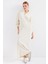 Kadın BDART Yarım Kıyafetli Düğmeli Dokulu Örgü Elbise Krem Doğal 7