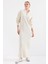 Kadın BDART Yarım Kıyafetli Düğmeli Dokulu Örgü Elbise Krem Doğal 8