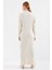 Kadın BDART Yarım Kıyafetli Düğmeli Dokulu Örgü Elbise Krem Doğal 12