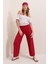 Kadın BDART Dokulu Rahat Fit Örgü Pantolon Kırmızı 5