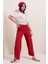Kadın BDART Dokulu Rahat Fit Örgü Pantolon Kırmızı 6