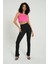 Kadın Yaka Detaylı Fermuarlı Fitilli Örme Crop Top Pembe 6