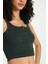 Kadın Kare Yaka Fitilli Düğmeli Tank Top Green 12