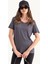 Kadın Yuvarlak Yaka Rahat T-shirt Gri 6