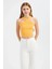 Kadın Askılı Boyun Çapraz Ön Crop Top Orange 6
