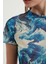 Kadın Soyut Tül Crop Top Maya Mavisi 10
