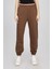 Kadın Orta Yükseklikte Elastik Bel Jogger Pantolonlar Kahverengi 6