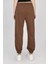 Kadın Orta Yükseklikte Elastik Bel Jogger Pantolonlar Kahverengi 7