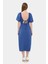 Kadın Yandan Yırtmaçlı Sweetheart Yakalı Midi Elbise Kobalt Mavisi 9