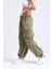 Kadın Açık Mavi Kot Orta Bel Lastikli Paraşüt Pantolon Haki Yeşil 8