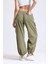 Kadın Açık Mavi Kot Orta Bel Lastikli Paraşüt Pantolon Haki Yeşil 9