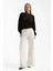 Kadın Örme Bağcıklı Geniş Kesim Pantolon White 6