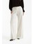 Kadın Örme Bağcıklı Geniş Kesim Pantolon White 7