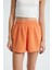 Kadın Keten Yüksek Bel Elastik Bel Şort Orange 6