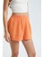 Kadın Keten Yüksek Bel Elastik Bel Şort Orange 8