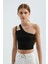 Kadın Tek Omuzlu Kesik Crop Top Black 6