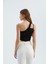 Kadın Tek Omuzlu Kesik Crop Top Black 7