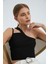 Kadın Tek Omuzlu Kesik Crop Top Black 8