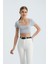 Kadın Kare Yaka Temel Crop Top Grey 6
