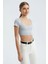 Kadın Kare Yaka Temel Crop Top Grey 7