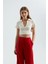 Kadın V Yakalı Polo Crop Top White 9