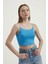 Kadın Askılı Crop Basic Kısa Bluz Blue 6