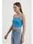 Kadın Askılı Crop Basic Kısa Bluz Blue 7