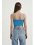 Kadın Askılı Crop Basic Kısa Bluz Blue 8