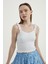 Kadın V Yaka Fermuarlı Crop Top White 5