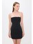 Kadın Detaylı İnce Askılı Mini Elbise Siyah 7