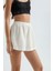 Kadın Keten Yüksek Bel Elastik Bel Şort White 10